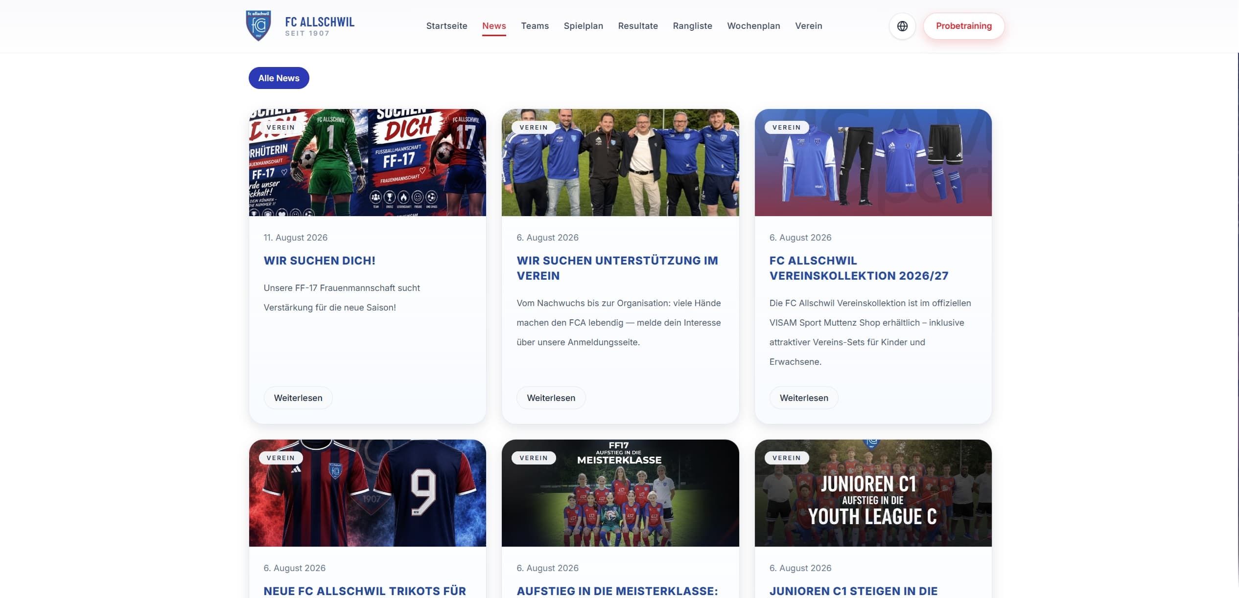 SportClubEvo website — news